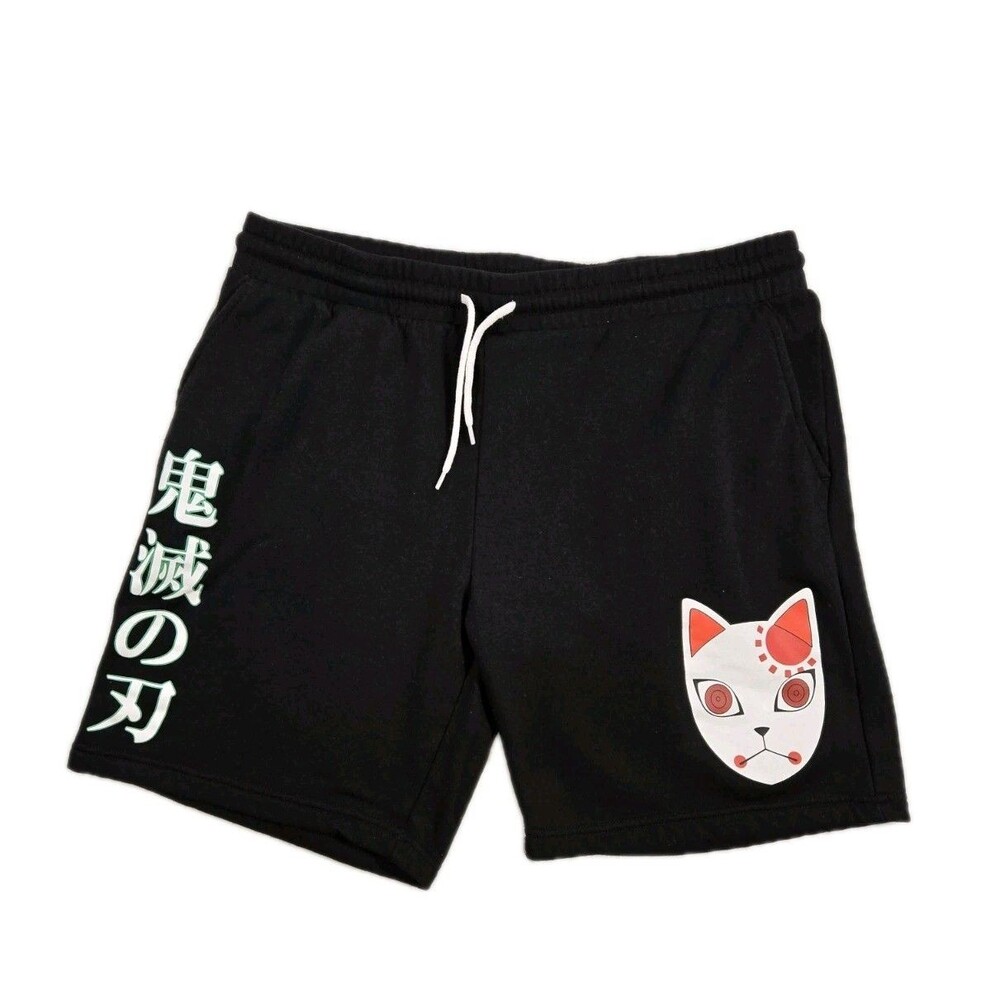 Mens Anime Demon Slayer Sweat Shorts Large 34x8 Black